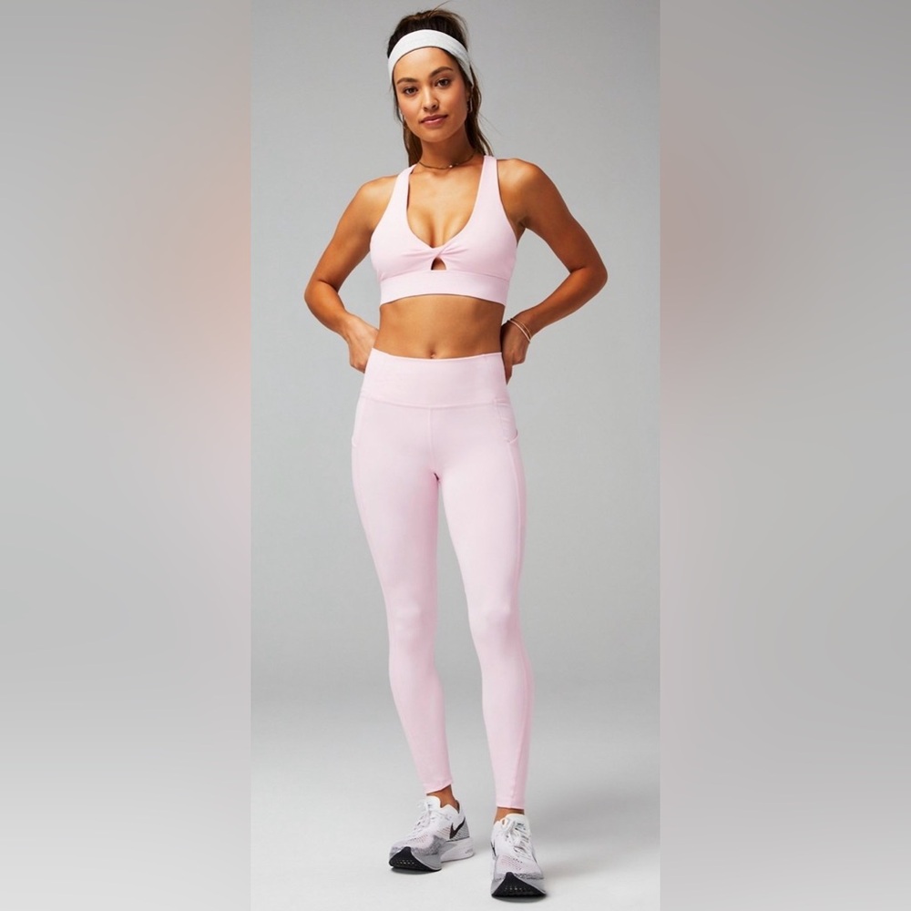 Soft Pink Oasis Twist Medium Impact Sports Bra | L | Fabletics | NWT - Picture 3 of 7